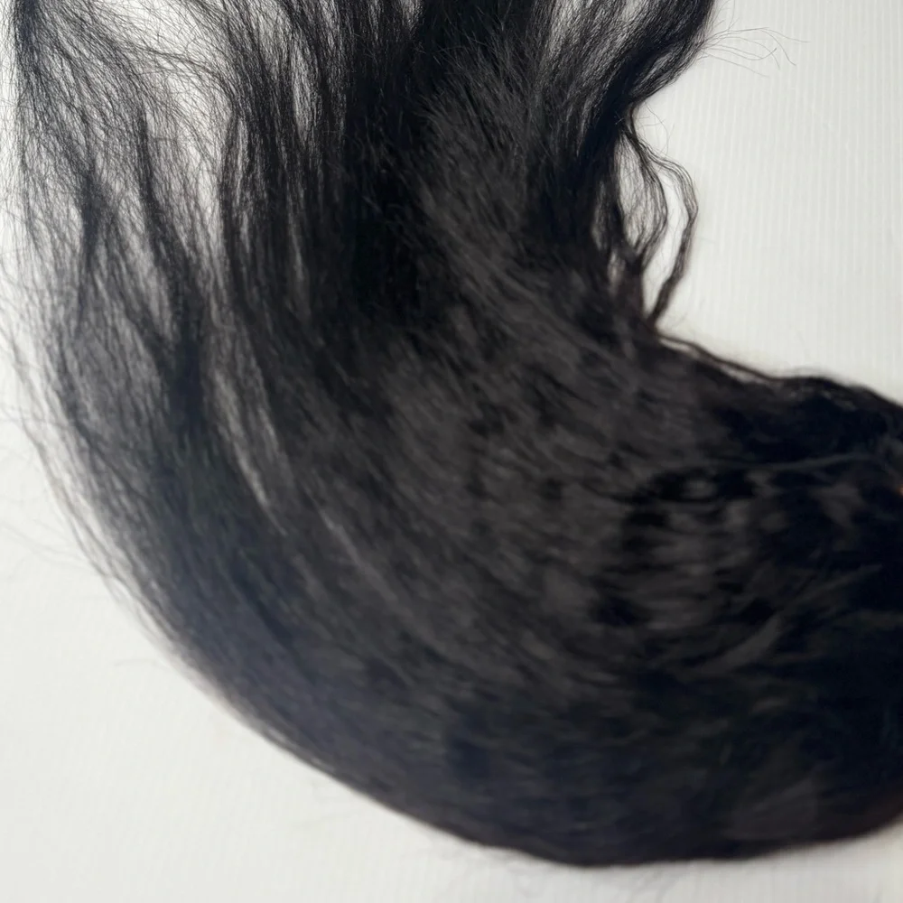 30 in Kinky Straight 100% Human hair Black Color 50 Grms